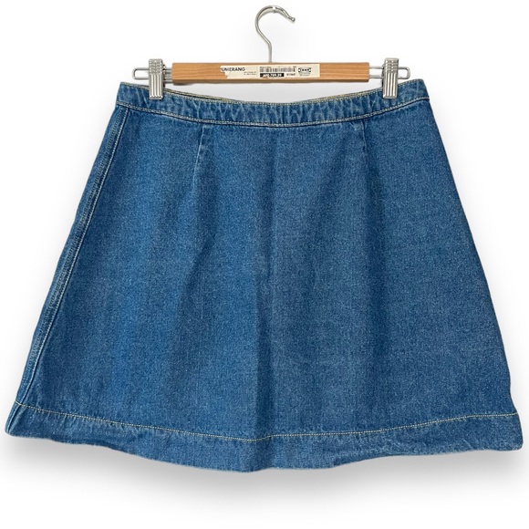 American Apparel Blue Denim Button Front Mini Skirt Size Large - Picture 5 of 5
